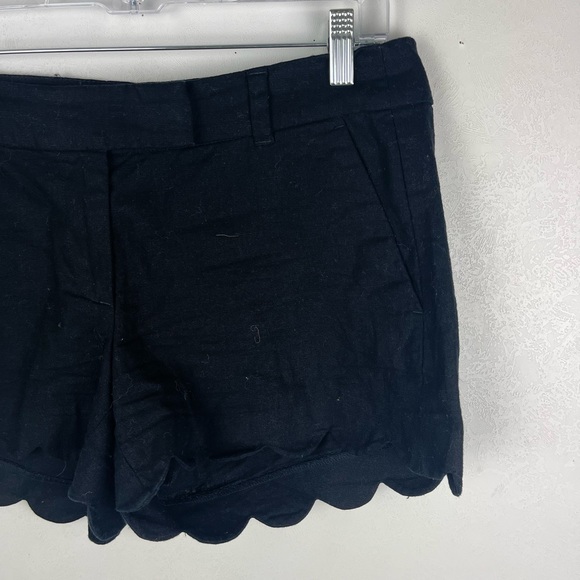 J.Crew 4” Linen Cotton Scalloped Hem Shorts Black 6 - Picture 3 of 10